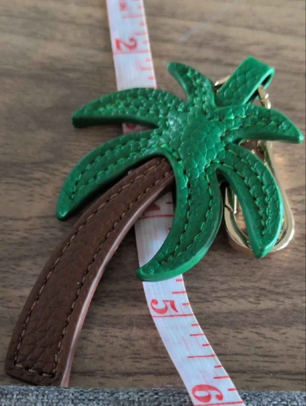 Leather Palm Tree Key chain With Gold