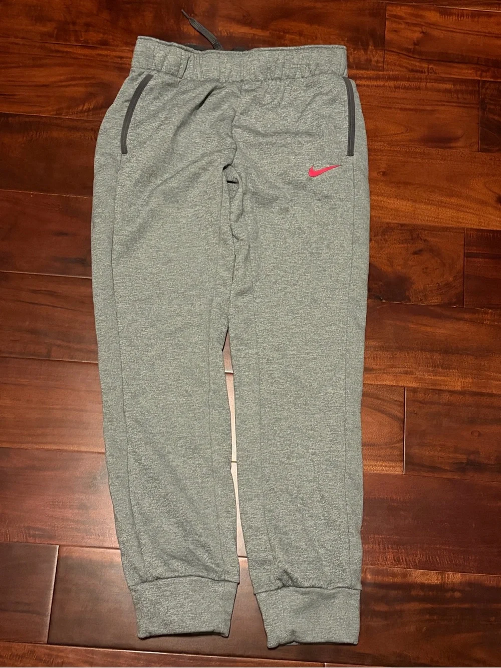 Nike Gray Kids Sweatpants with Pink Swoosh