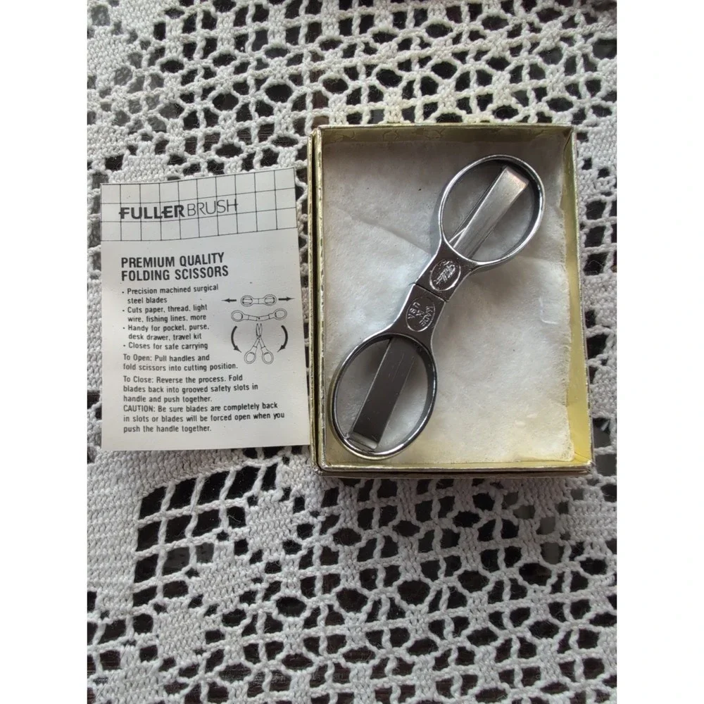 Vtg Premium Quality Folding Scissors Surgical Steel Original Box FullerBrush Sew