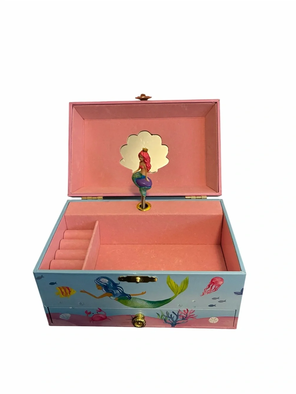 Jewelkeeper Mermaid Musical Jewelry Box Blue Pink Under the Sea Spinning Mermaid