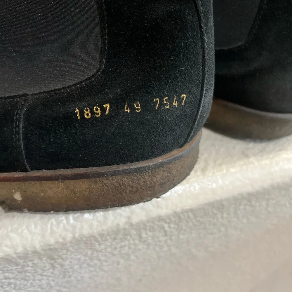 COMMON PROJECTS Men's Black Suede Chelsea Boots‎ Rubber Sole Size 16 Euro 49