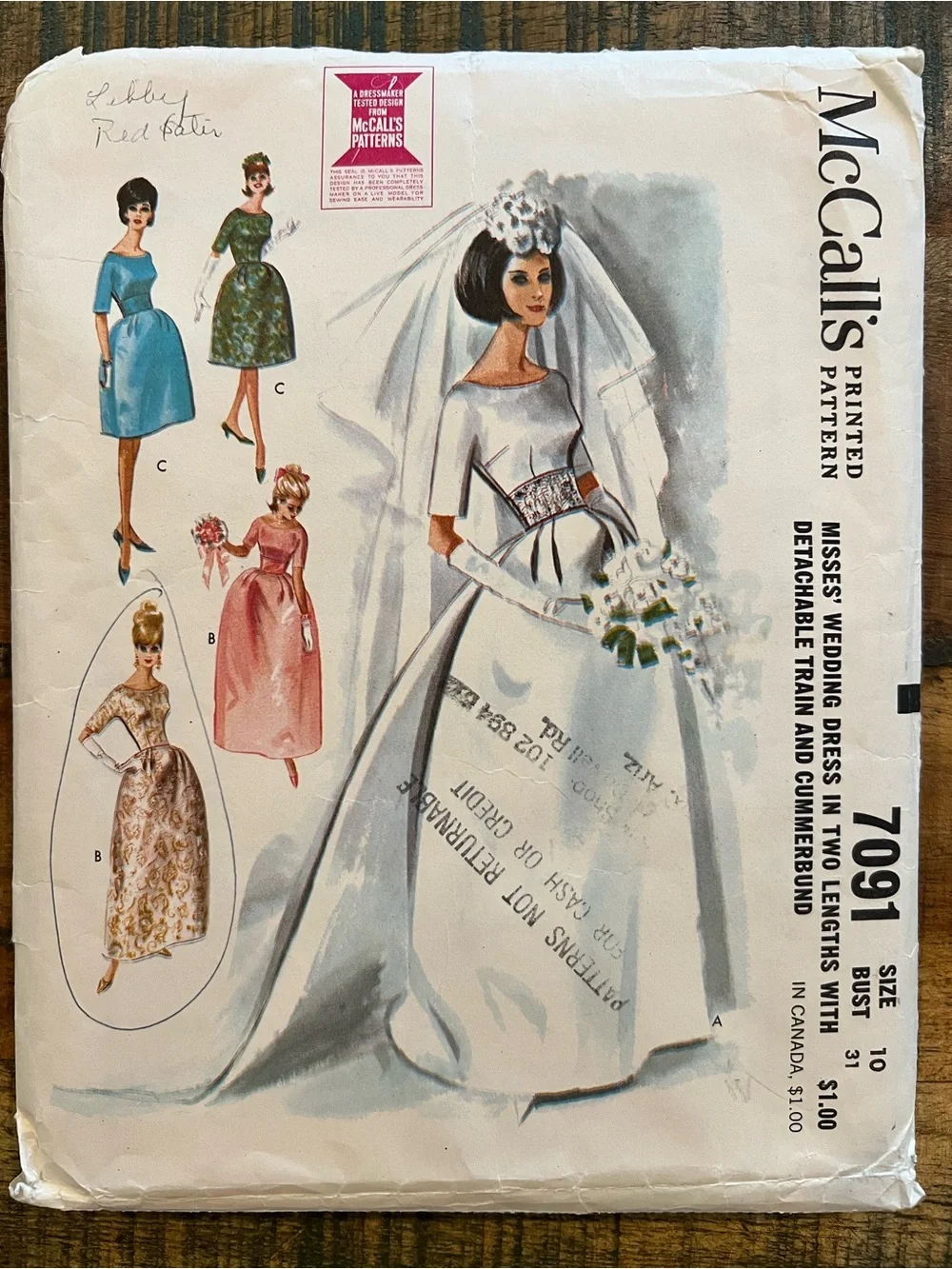 Vintage Sewing Wedding Gown Pattern Cut Usable Measurements 31-24-33