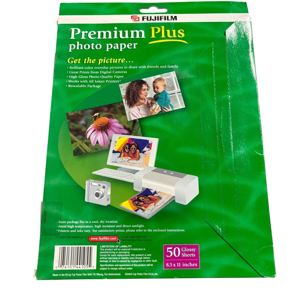 Fujifilm Premium Plus Photo‎ Paper 8.5x11 50 Sheets Glossy NEW Recipe CD