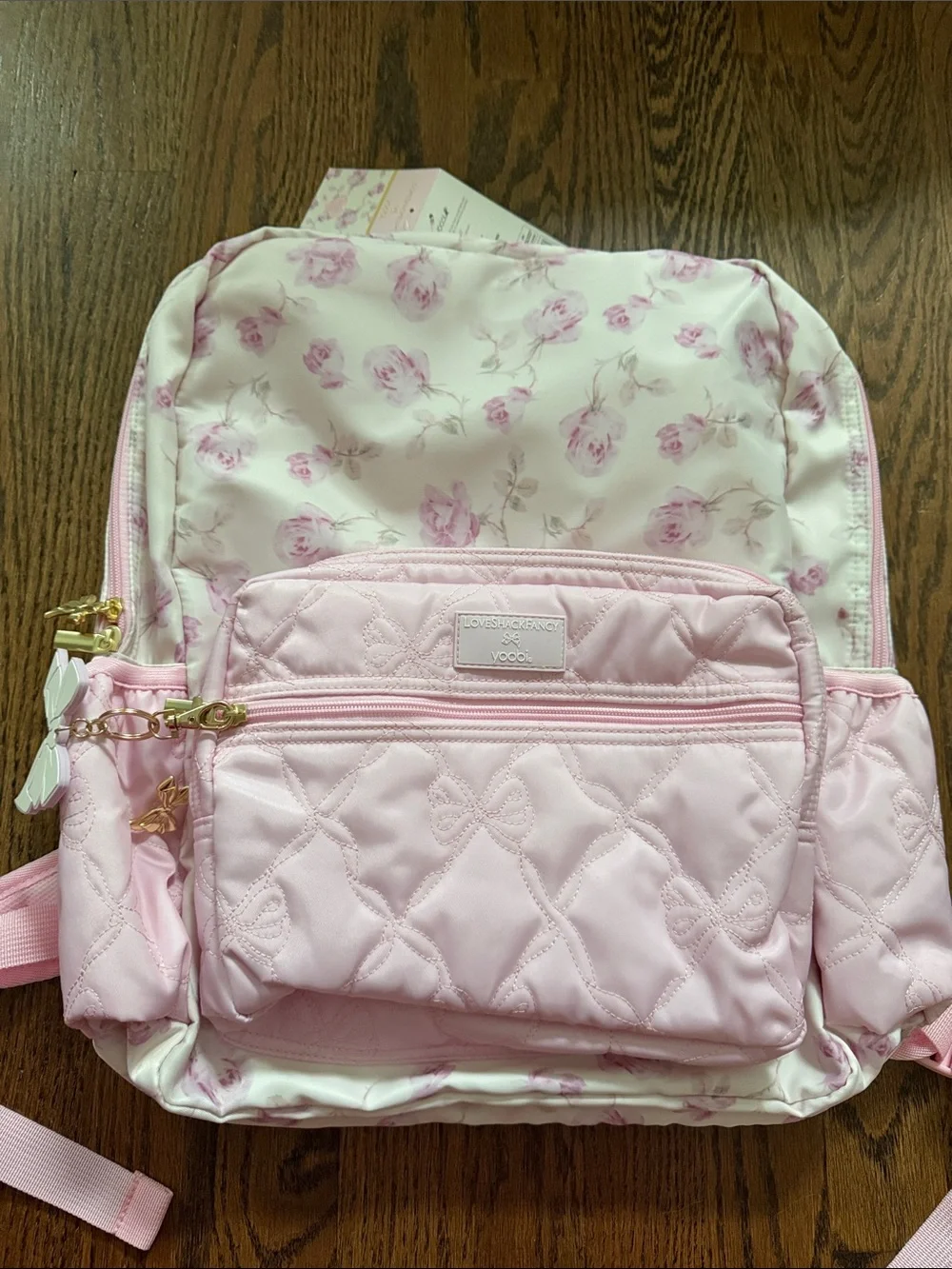 Loveshackfancy target collaboration Quilted Pink Floral bow Backpack nwt