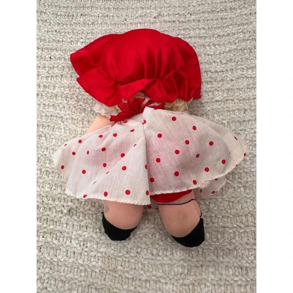 Russ Berrie Miss Kitty Rag Doll Vintage Plush Toy Red Polka Dot Dress 10 Inch‎