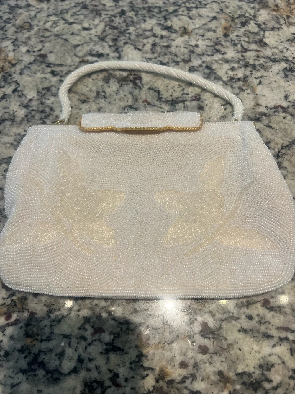 Voguemont MCM Elegant White Beaded Women’s Evening Bag