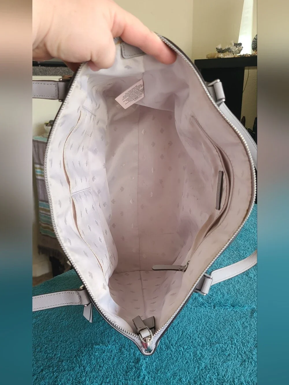 kate spade Cameron Saffiano Leather Tote in Light Gray