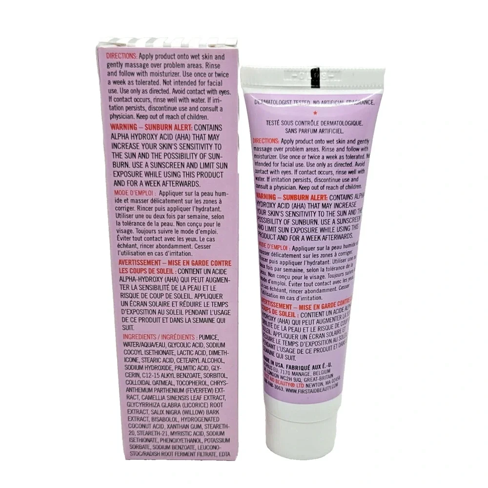 2-PACK First Aid Beauty KP Bump Eraser Body Scrub Exfoliant 10% AHA, 1oz Each