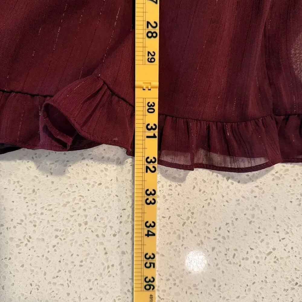 Old Navy Burgundy Long Sleeve Tiered Swing Dress Girls XL Boho Tiered Shimmer