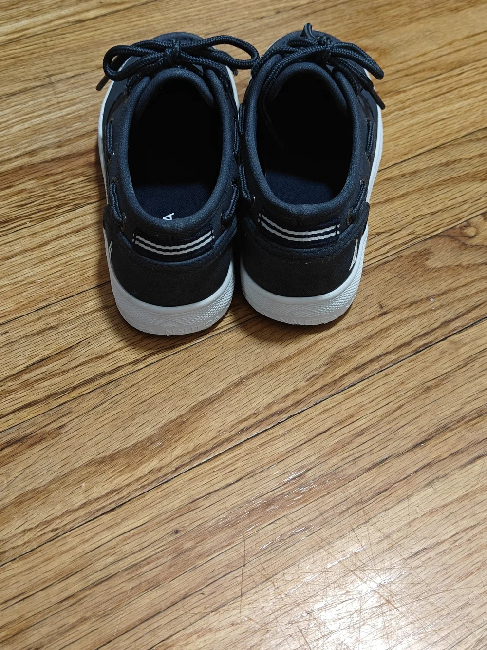 Nautica Kids Shoes  Dark Navy Canvas Boat Shoes with White Sole
