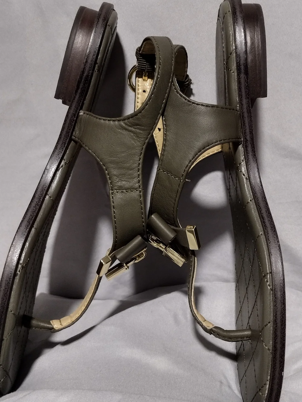 Michael Kors Olive Quilted Leather Slingback Sandals (5.5M) 6.5 Actual Size