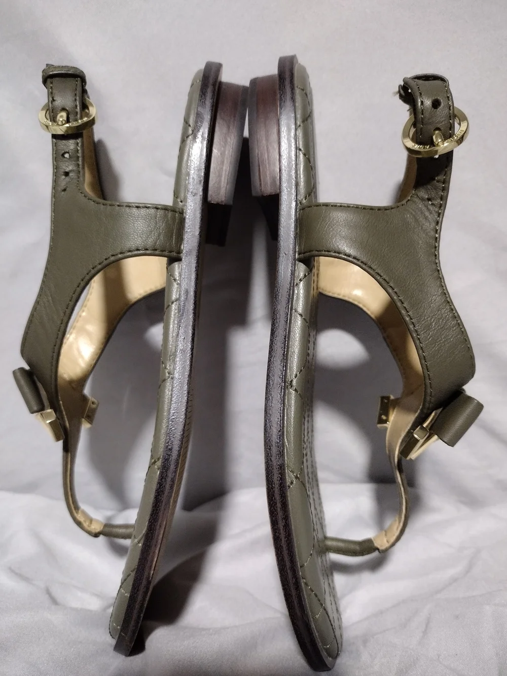 Michael Kors Olive Quilted Leather Slingback Sandals (5.5M) 6.5 Actual Size