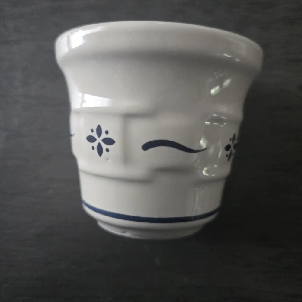 Longaberger Pottery Votive Candle Holder Blue Floral Farmhouse Decor