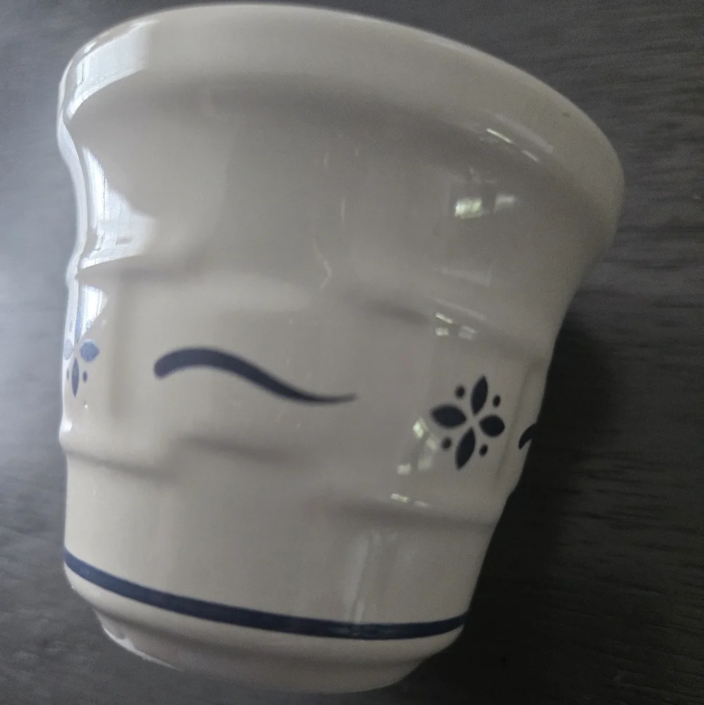 Longaberger Pottery Votive Candle Holder Blue Floral Farmhouse Decor