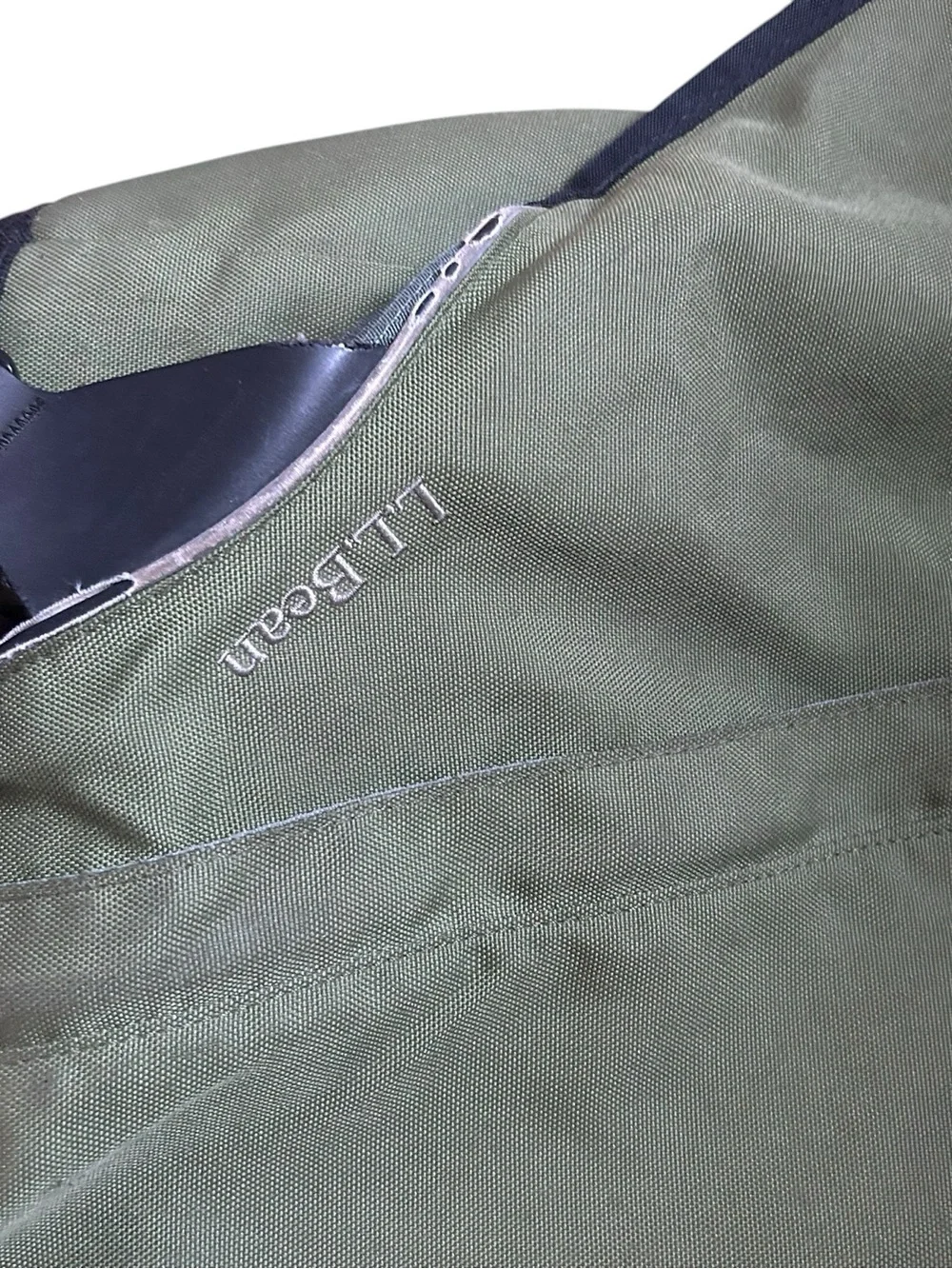 L.L. Bean Olive Canvas Messenger Bag with Gray Strap