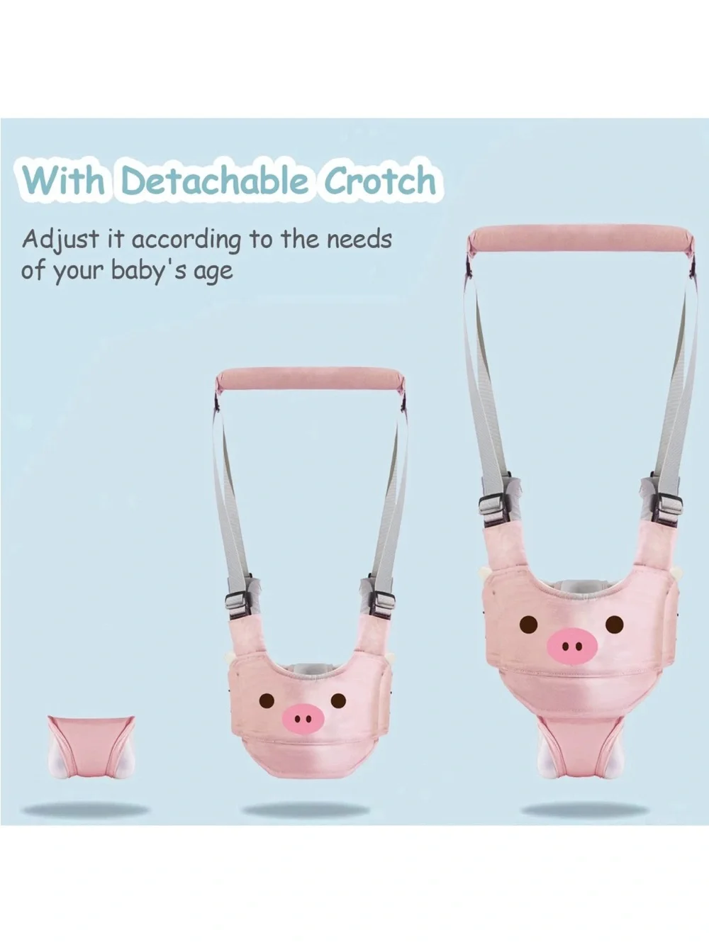 Baby Walking Harness Handheld Walker Assistant Belt Pink Pig Safety