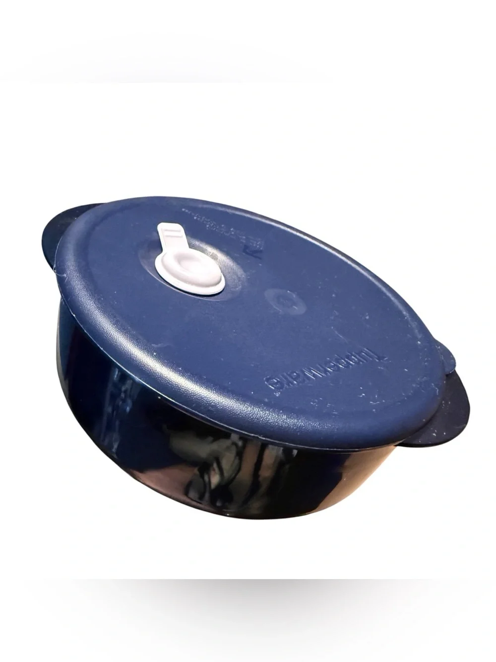 Tupperware Vent N Serve Round 2 1/2 C Vented Microwave Bowl Blue 4151B-3