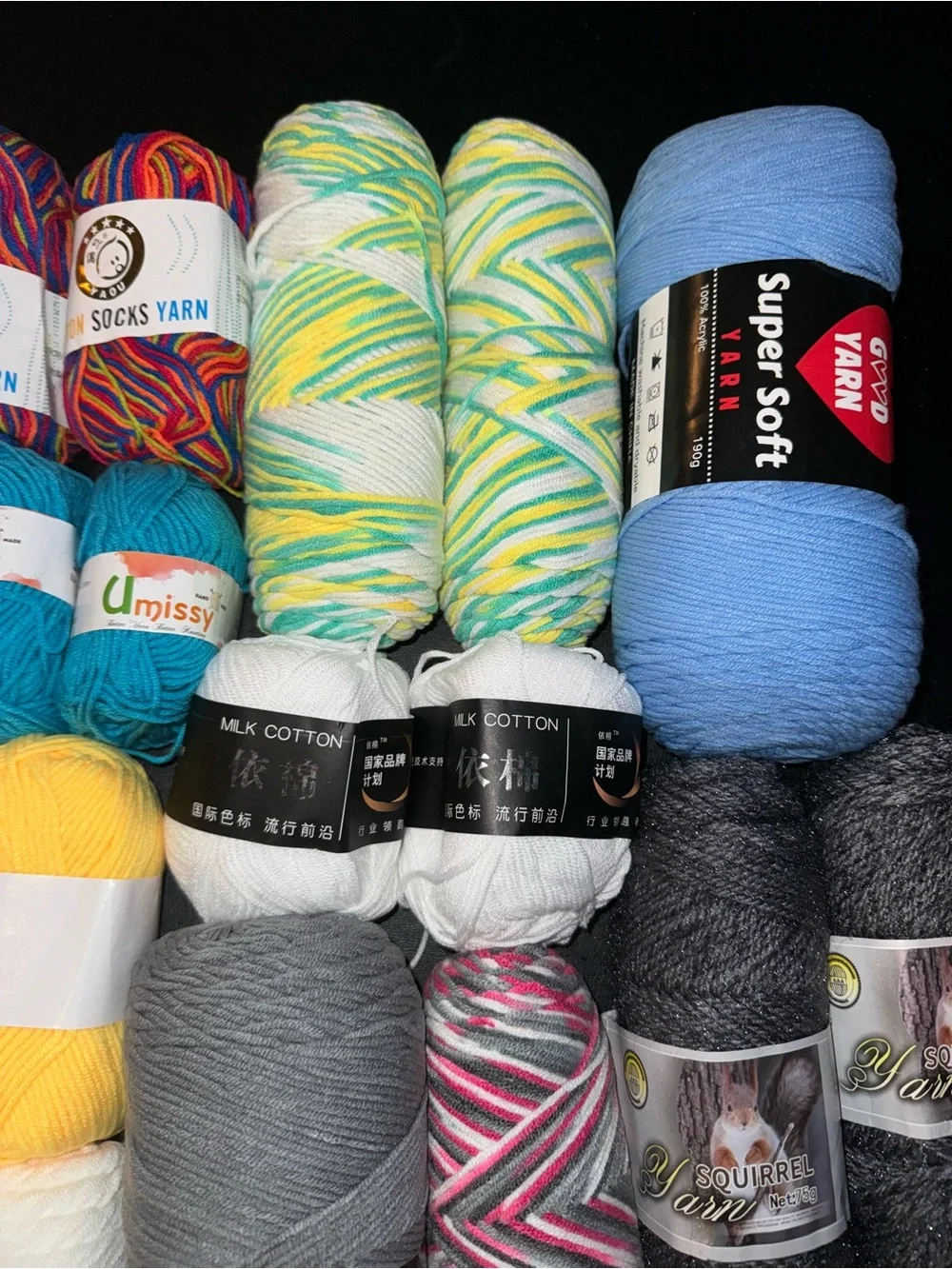 Yarn Lot of 28 skeins various sizes and styles all new lot #2