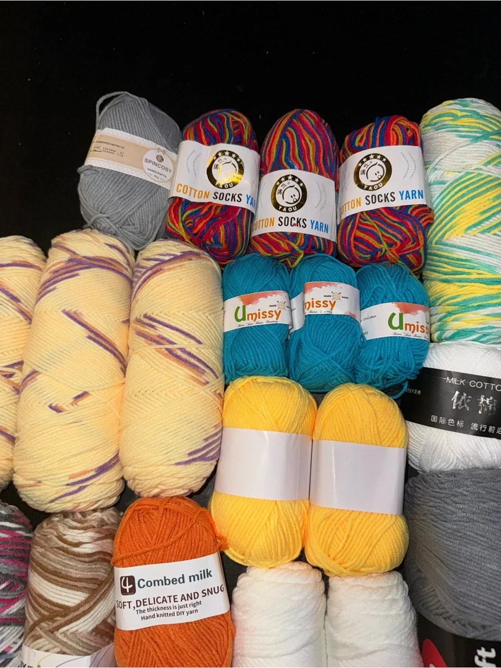 Yarn Lot of 28 skeins various sizes and styles all new lot #2