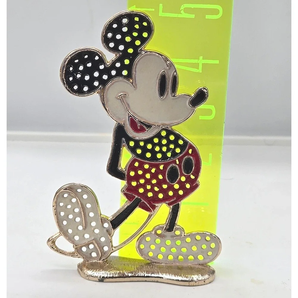 Vintage Mickey Mouse Earring Holder Stand Metal Enamel Walt Disney Productions
