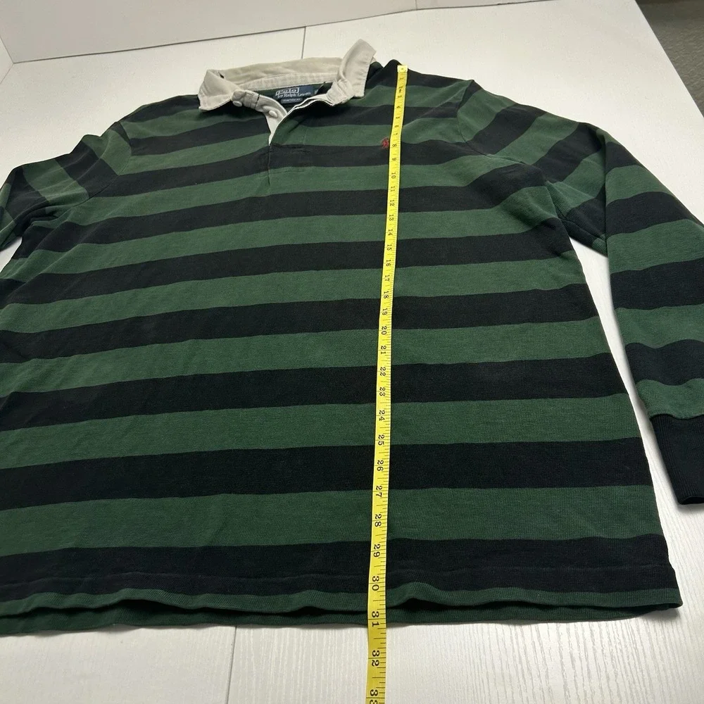 Vintage Men's Polo Ralph Lauren Mini Pony Striped Rugby Shirt 90s Cotton Sz 2XL