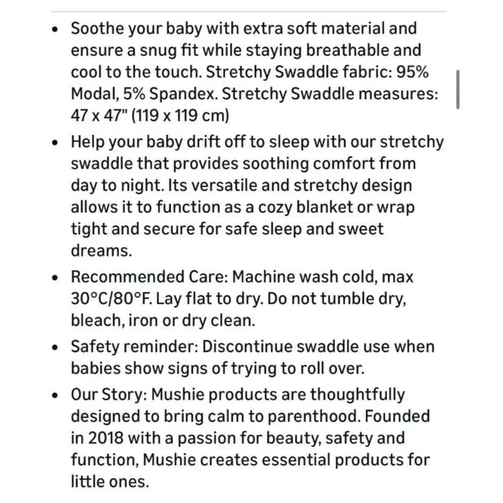 Mushie Stretchy Swaddle - Blue - New in Box
