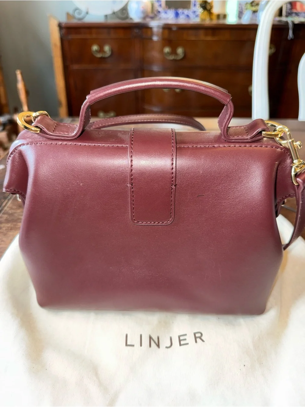 EUC LINJER The Doctor's Bag Burgundy Leather used three times! Includes dust bag