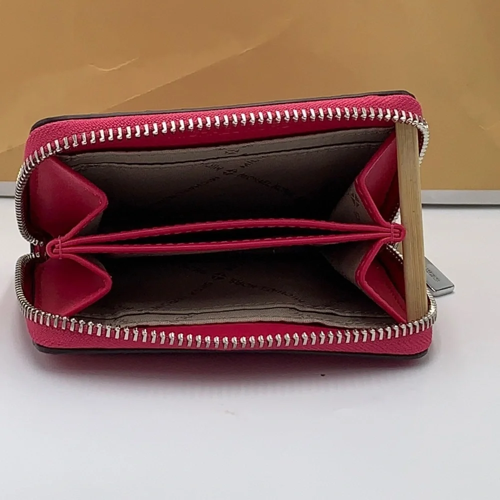 MICHAEL KORS MEDIUM ZIP AROUND CARD CASE ELECTRIC PINK COLOR