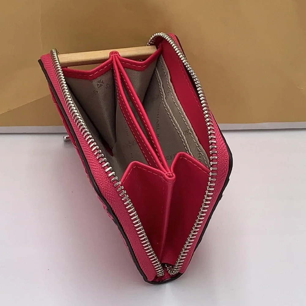 MICHAEL KORS MEDIUM ZIP AROUND CARD CASE ELECTRIC PINK COLOR
