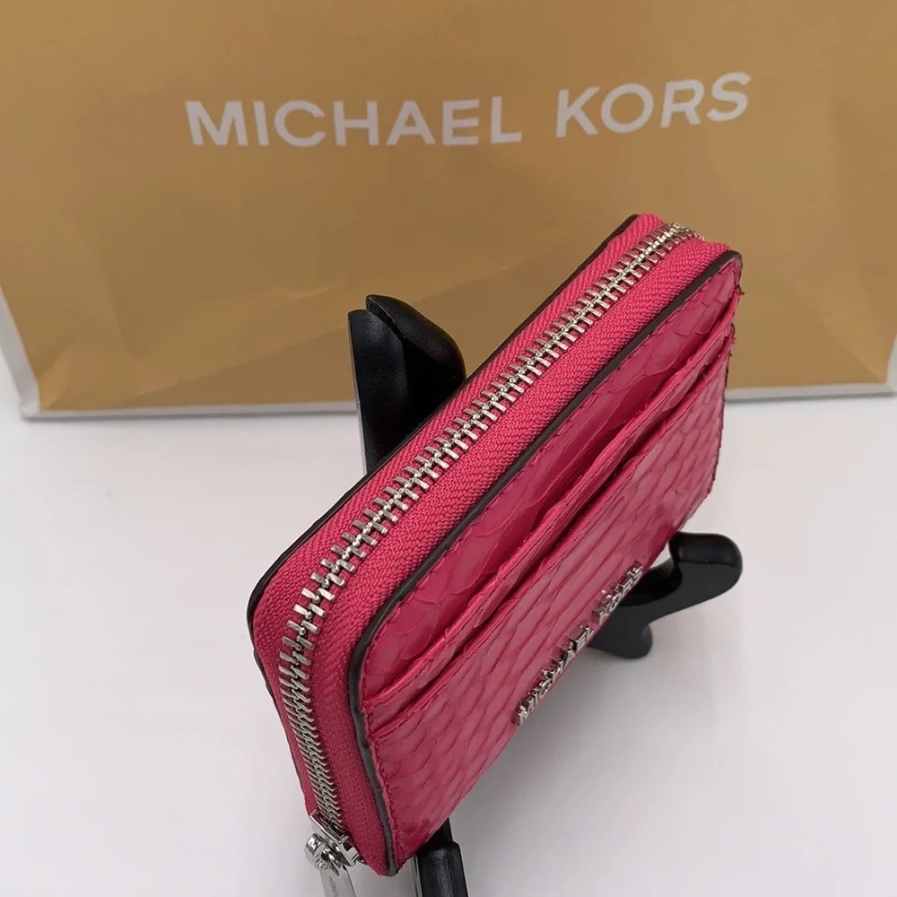MICHAEL KORS MEDIUM ZIP AROUND CARD CASE ELECTRIC PINK COLOR