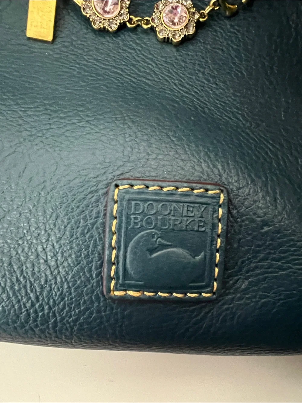 Dooney & Bourke Denim Leather Florentine Satchel with Gold Hardware