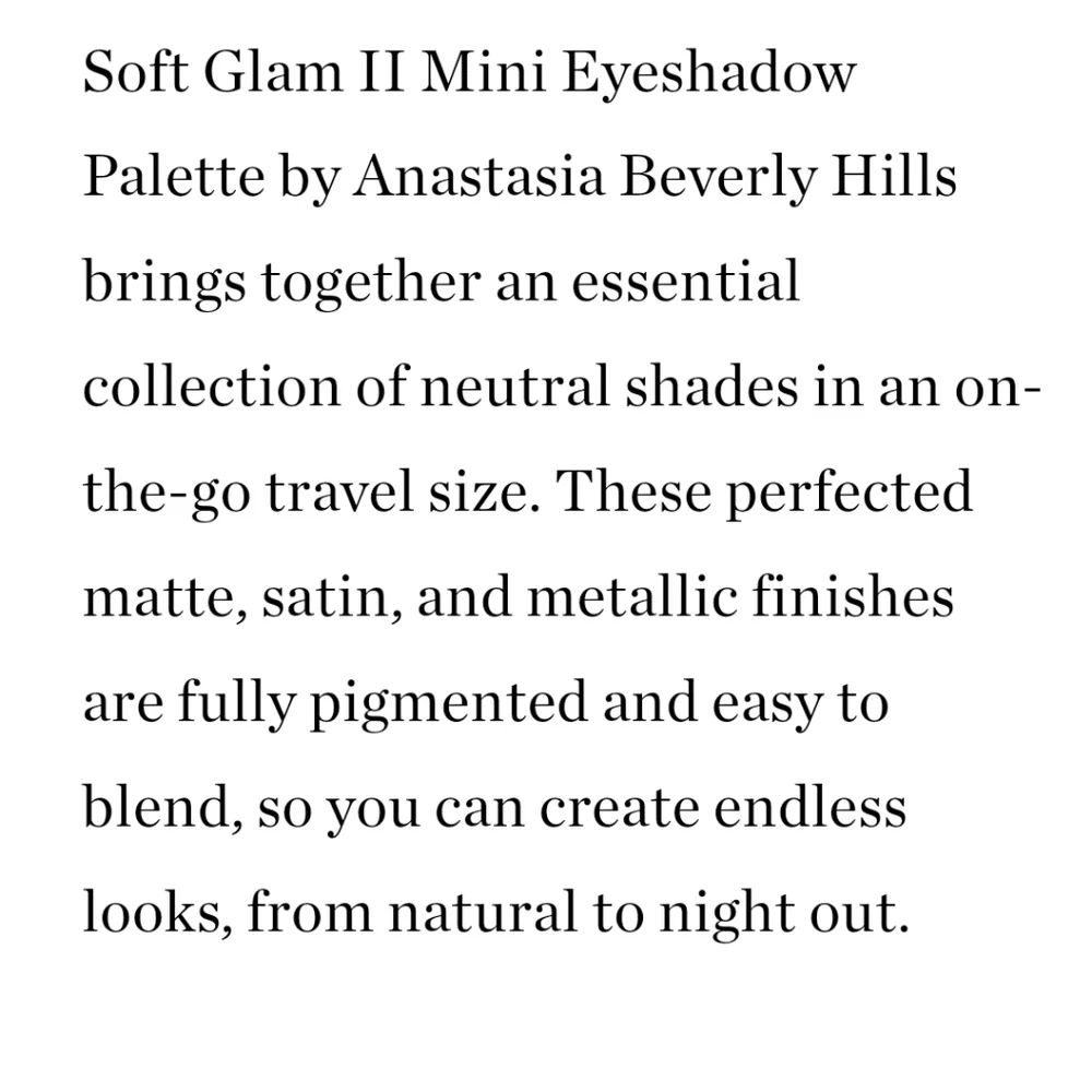 Anastasia Soft Glam 2 mini palette *nib*