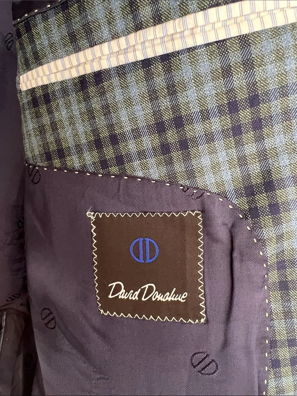 David Donahue Olive and Navy Plaid Sport Coat