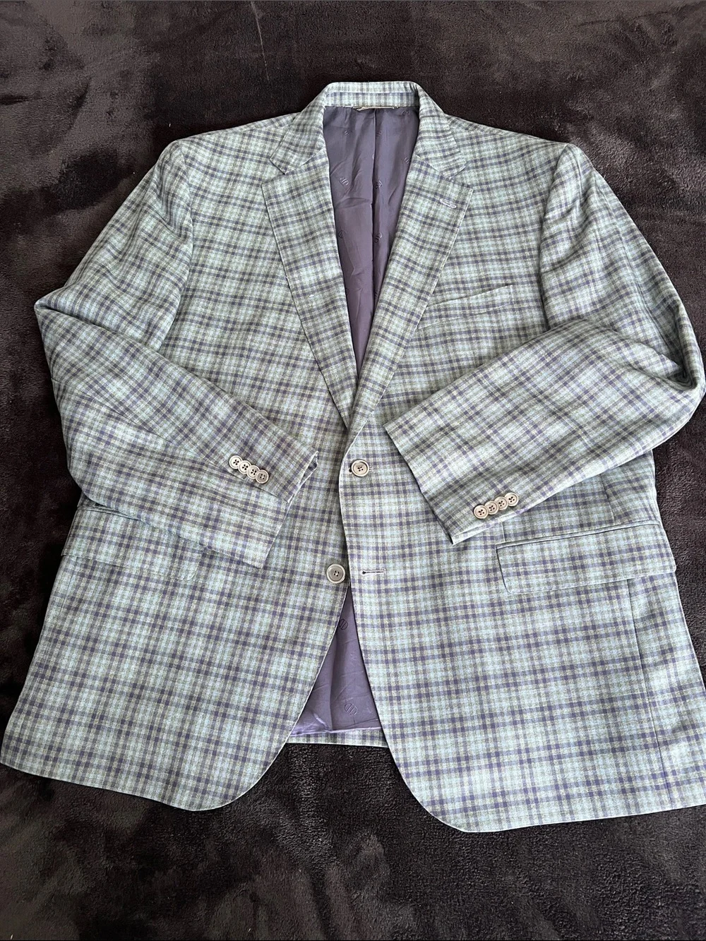 David Donahue Olive and Navy Plaid Sport Coat