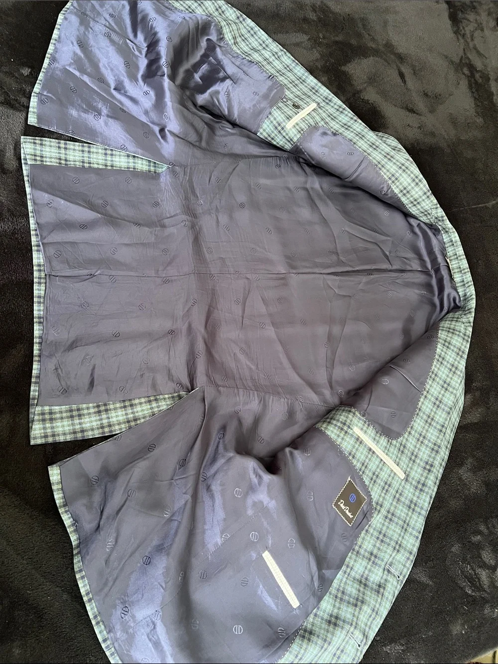 David Donahue Olive and Navy Plaid Sport Coat