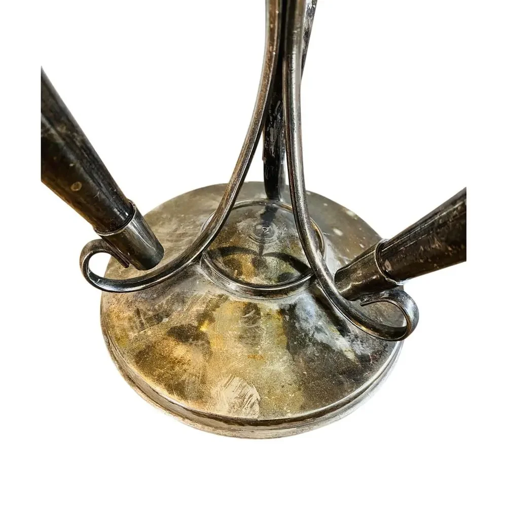 Antique Victorian Silverplate Epergne Centerpiece 4 Trumpet Vase Holder 12