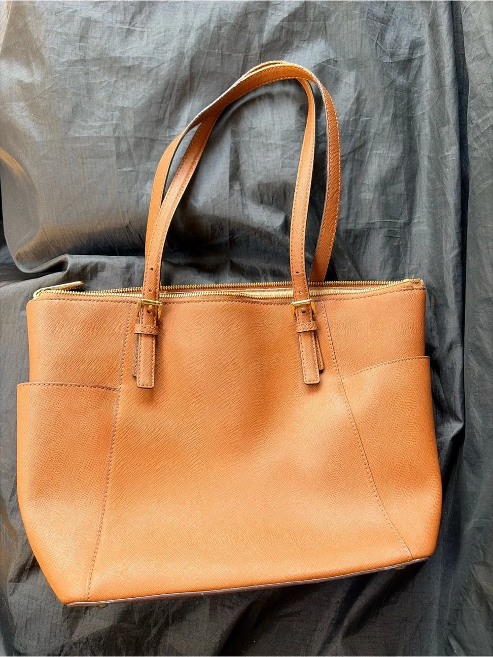 Michael Kors Cognac Leather Tote with Gold Hardware