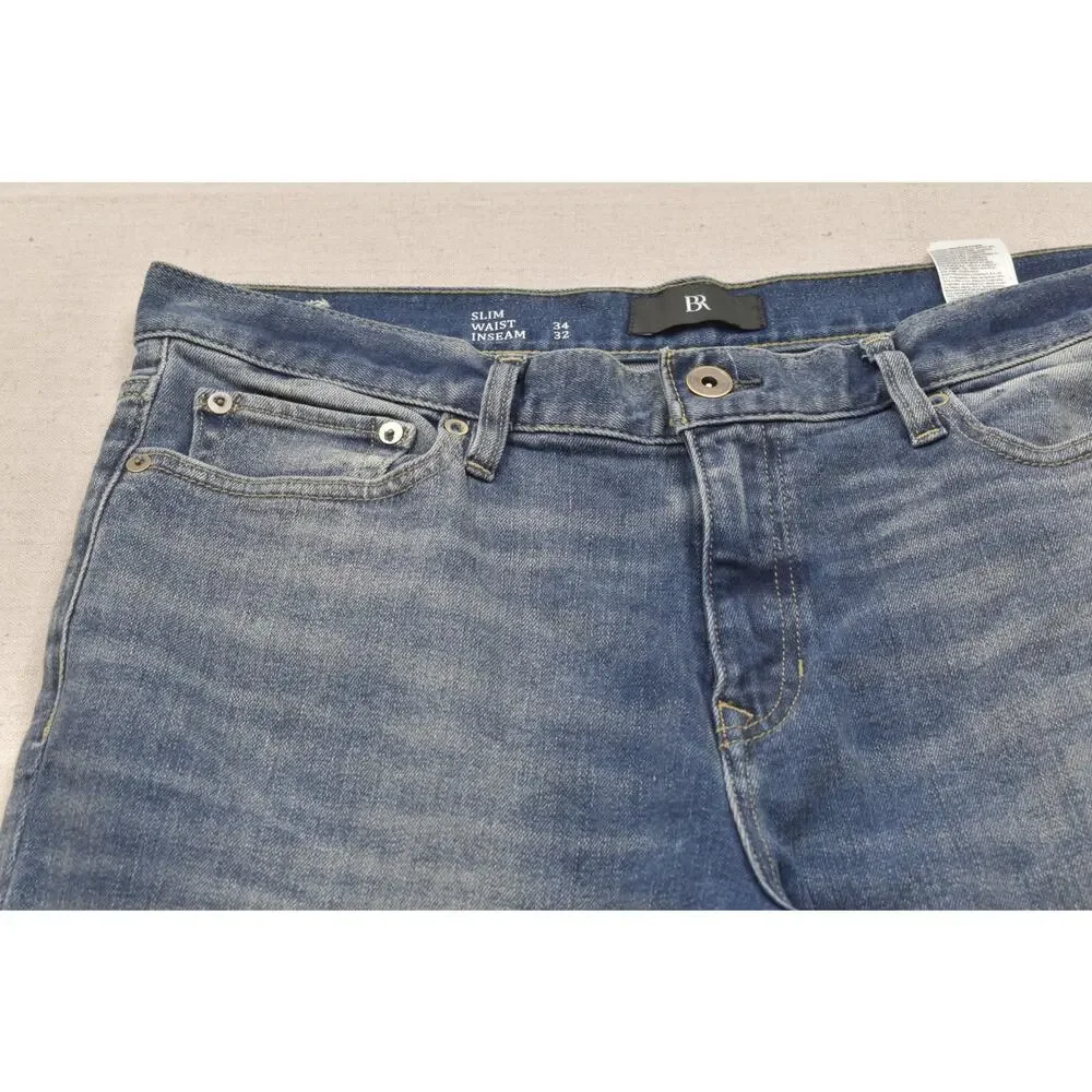 Banana Republic Men's Slim Fit Jeans 34x32 Blue Medium Wash Denim Lyocell Blend