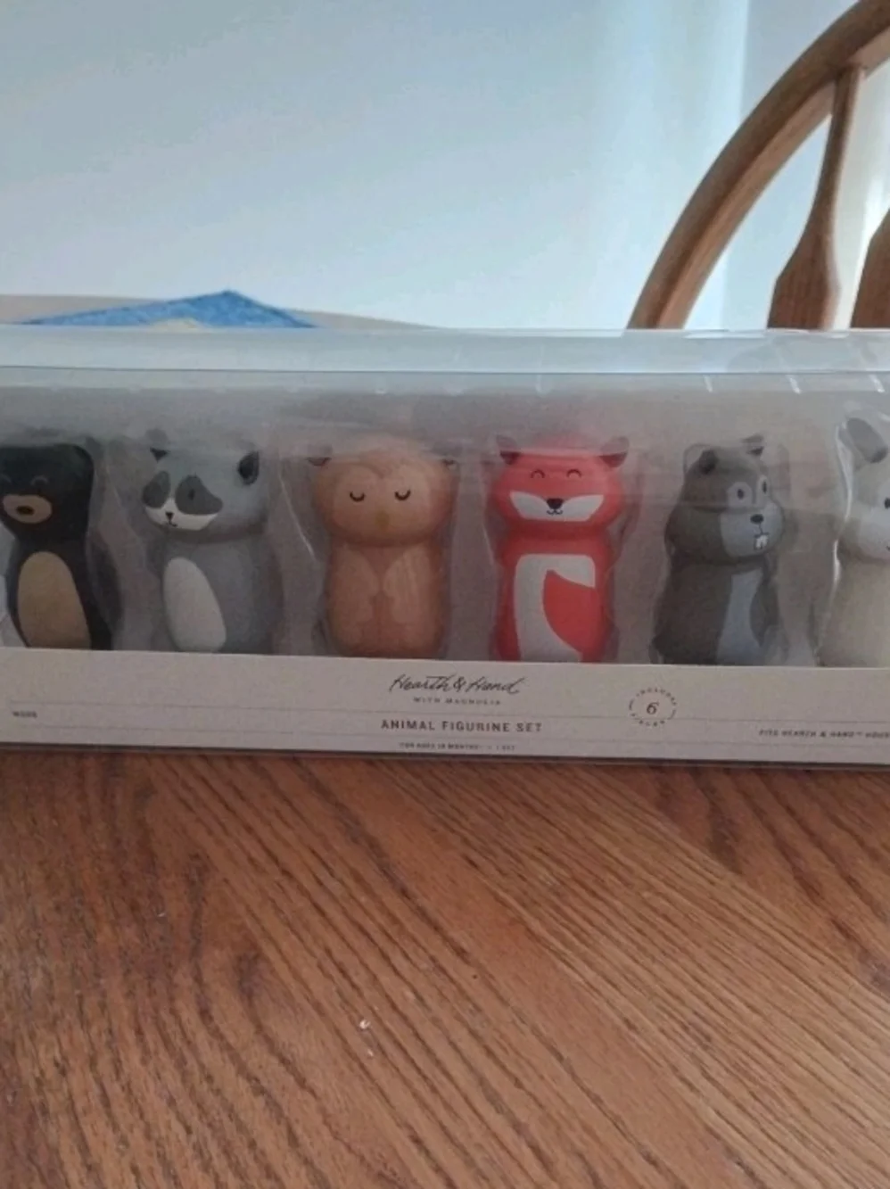 Hearth & Hand Magnolia Woodland Animals Wooden 6 Figures Set Raccoon Rabbit Bear