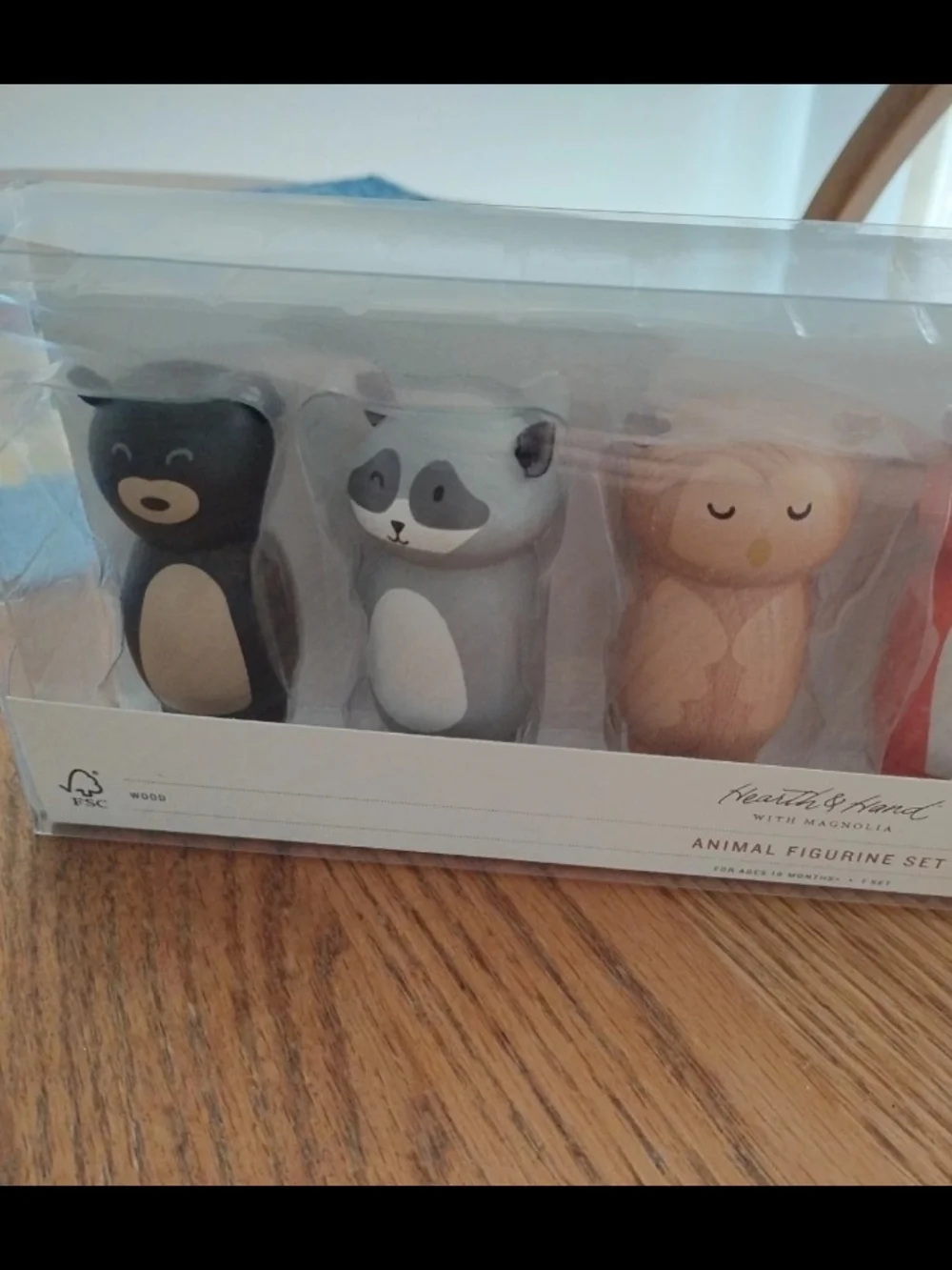 Hearth & Hand Magnolia Woodland Animals Wooden 6 Figures Set Raccoon Rabbit Bear