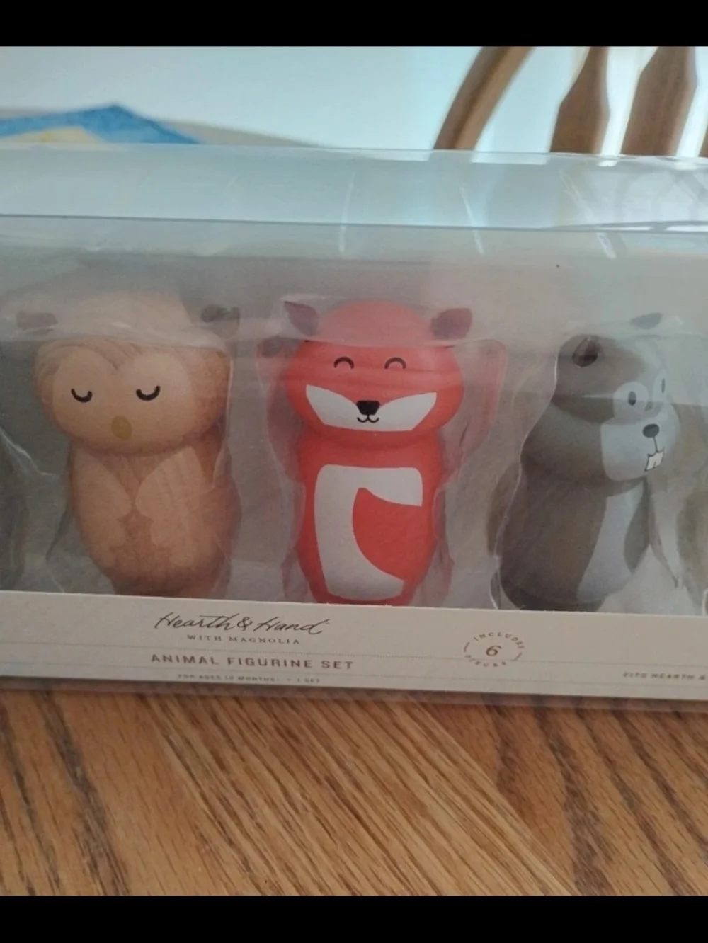 Hearth & Hand Magnolia Woodland Animals Wooden 6 Figures Set Raccoon Rabbit Bear