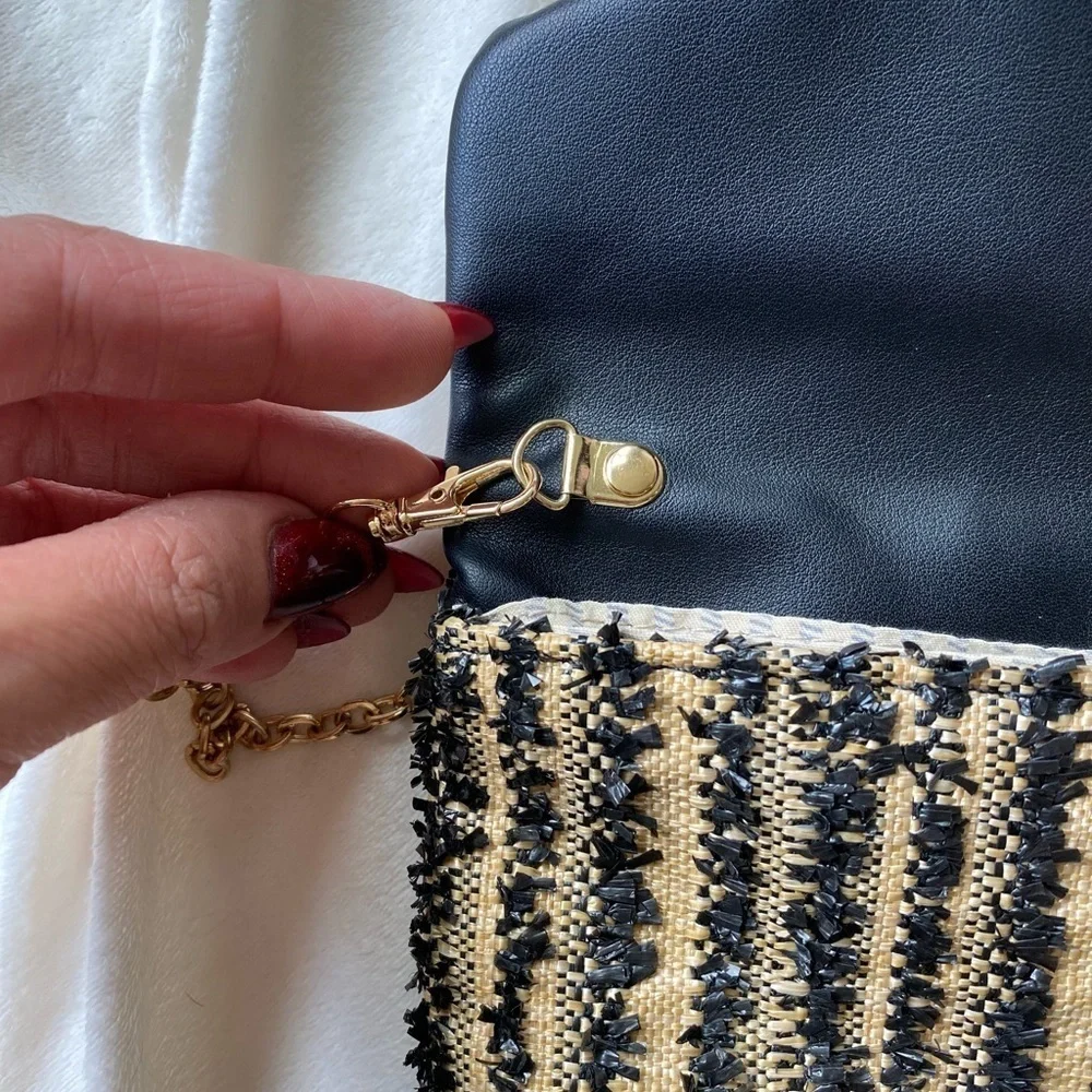Urban Expressions Black and Tan Woven Clutch