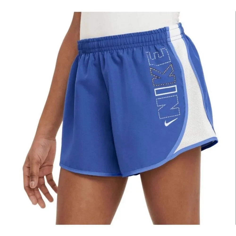 #605.  Nike GIRLS YOUTH Game Royal/White Tempo Dri-FIT Running Shorts