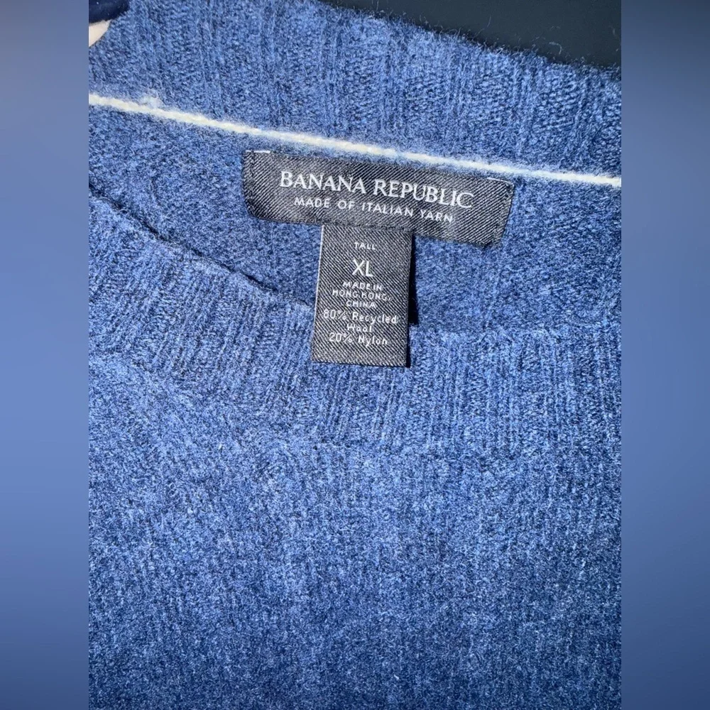 Banana Republic Blue Ribbed Sweater XL Tall Italian Yarn
