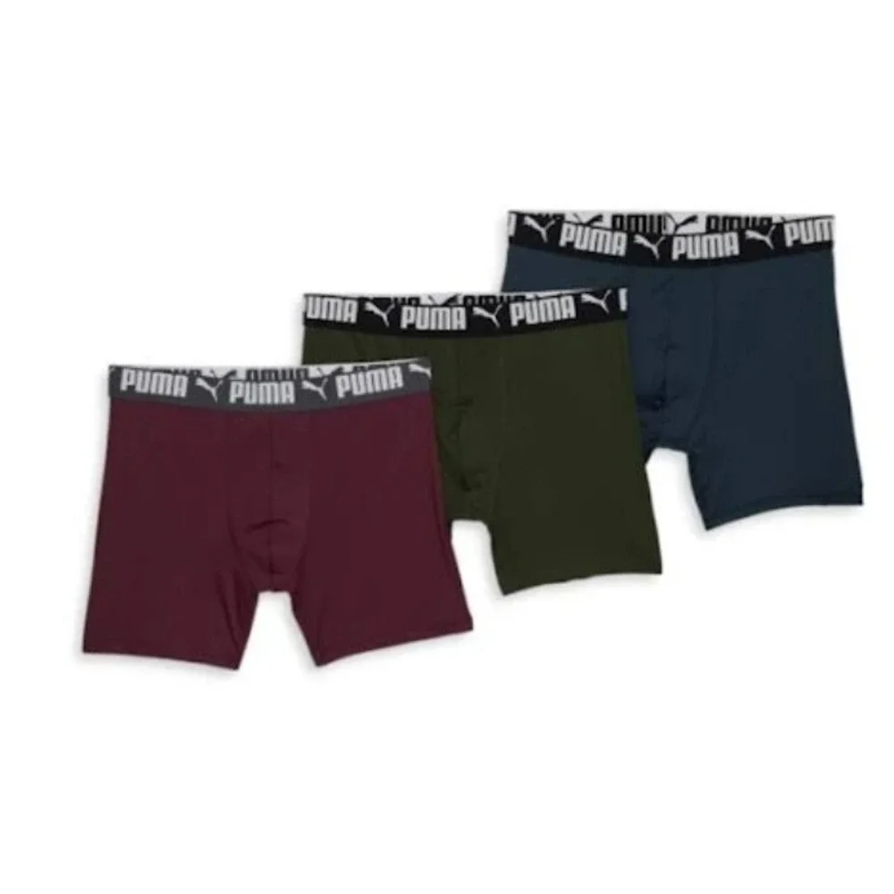 Puma Men's 3 Pack Athletic Fit Boxer Briefs Size S 28-30