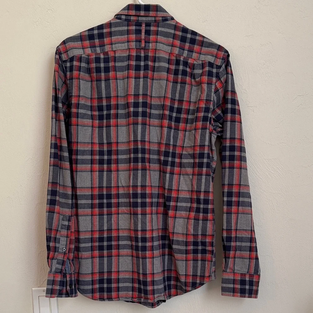 Banana Republic Red Blue Plaid Button Down Shirt Men’s Size M Casual