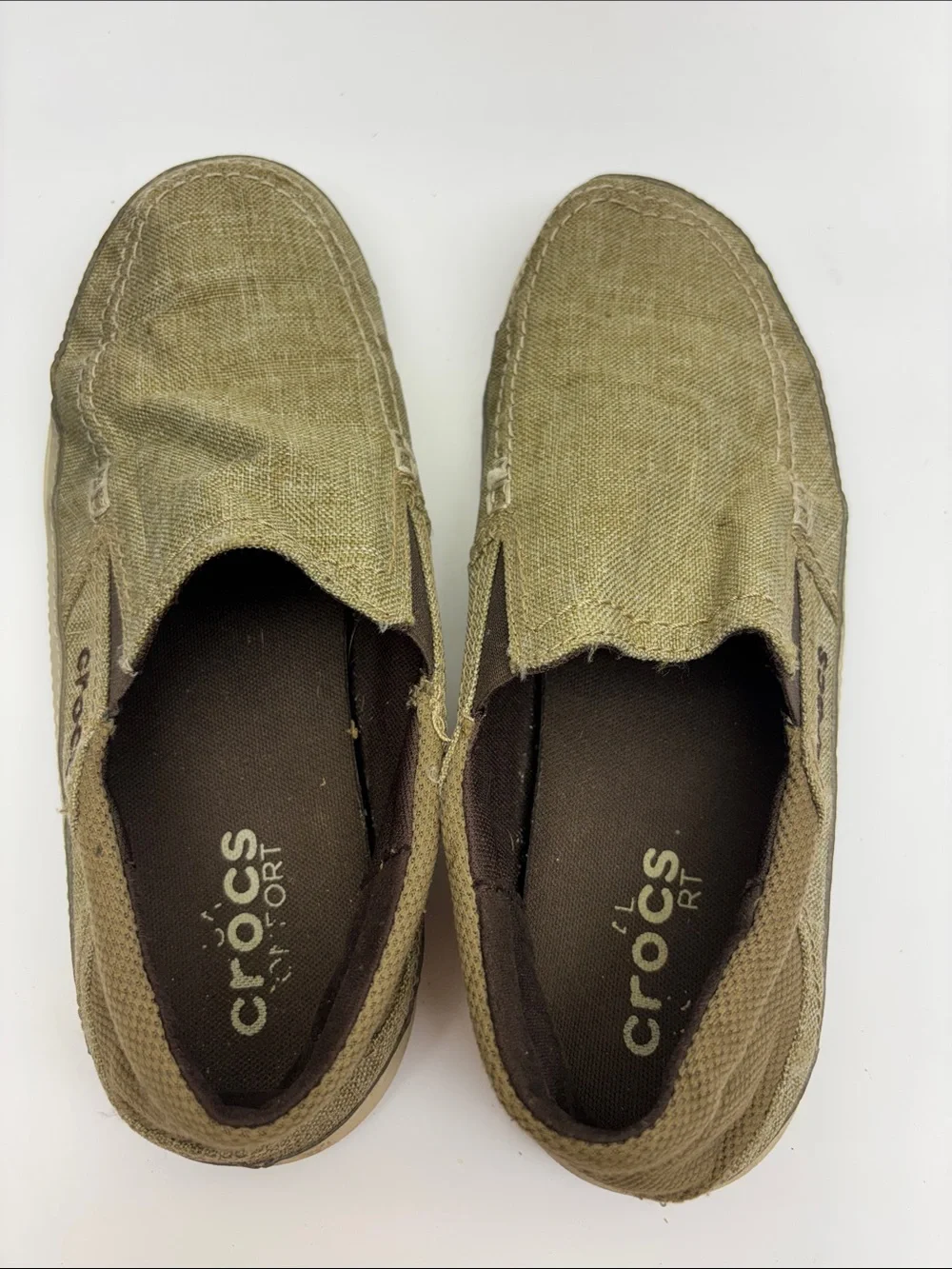 Crocs Men's Slip-On Casual Canvas Shoes in Olive Green, SZ 8