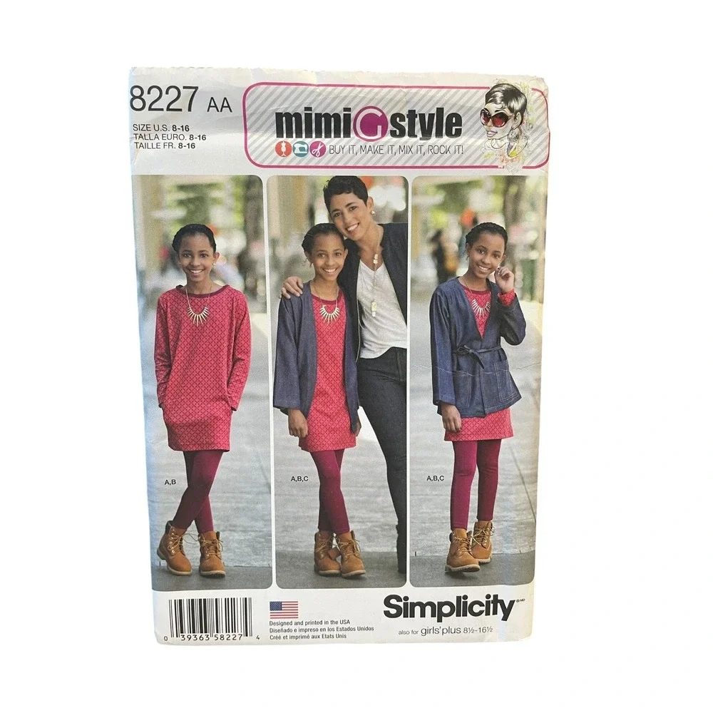 Simplicity 8227 Girls Jacket Knit Dress Leggings Size 8-16 Mimi G‎ Style