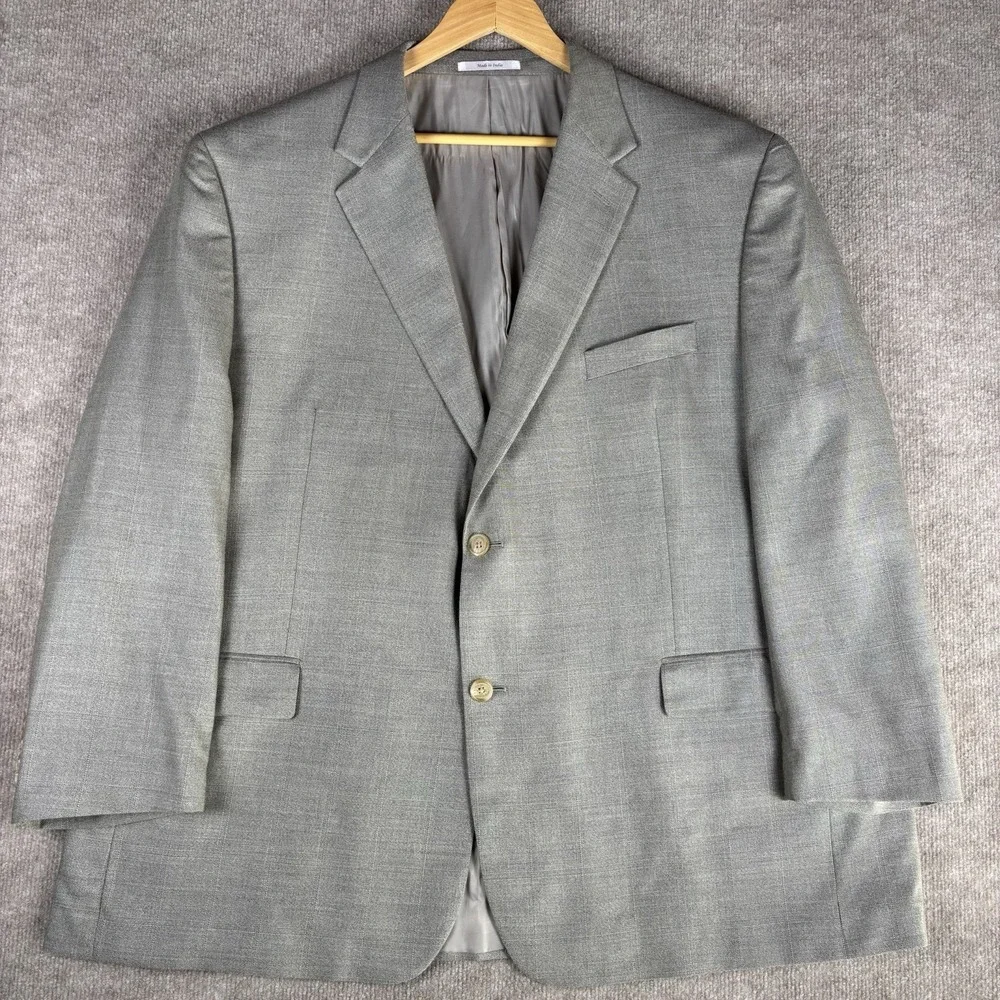 Lauren Ralph Lauren 50R Gray Silk Wool Sport Coat Blazer Mens 2 Button Jacket
