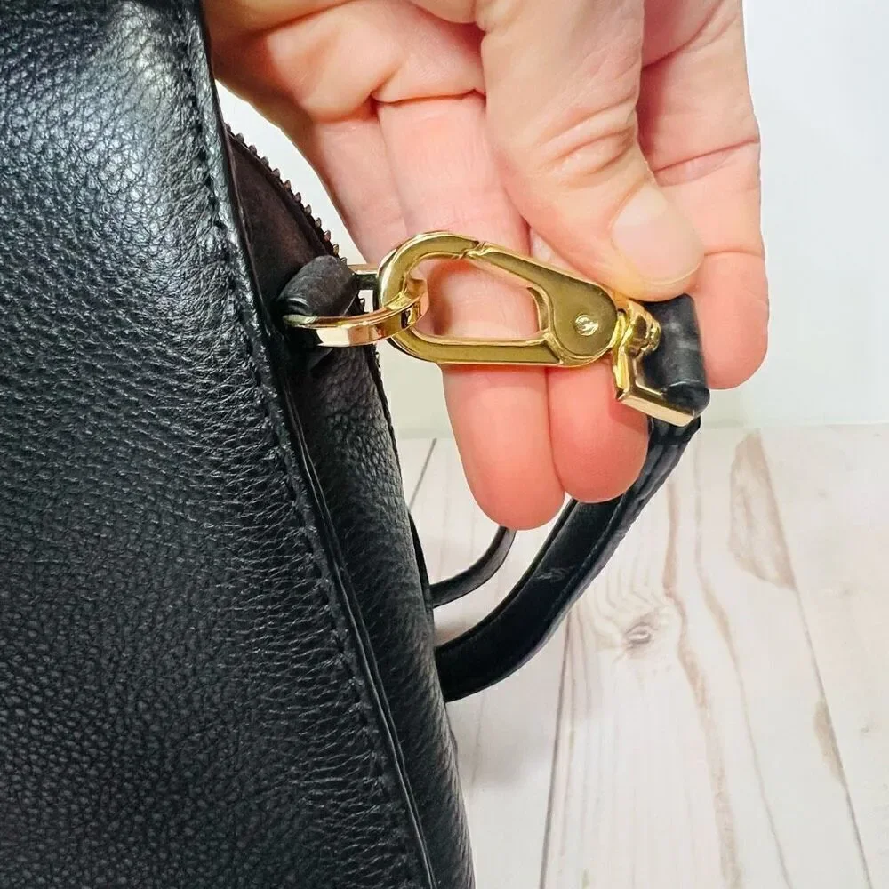 Kate Spade Grey Street Dominique Black Leather Satchel Purse Gold Hardware Tasse